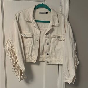 Chic Cream Fringe Jean Jacket